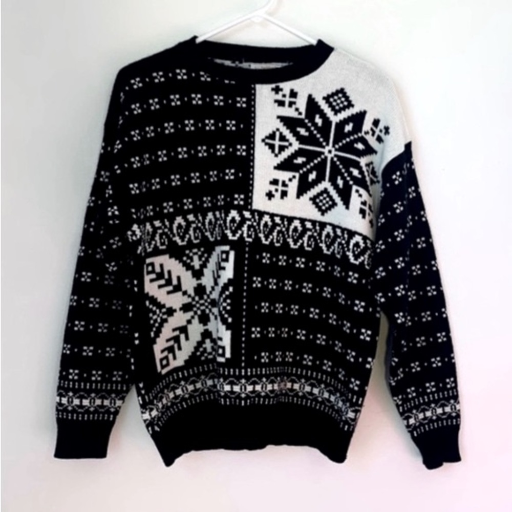 Vintage 80s Beldoch Popper Winter Snowflake Sweater